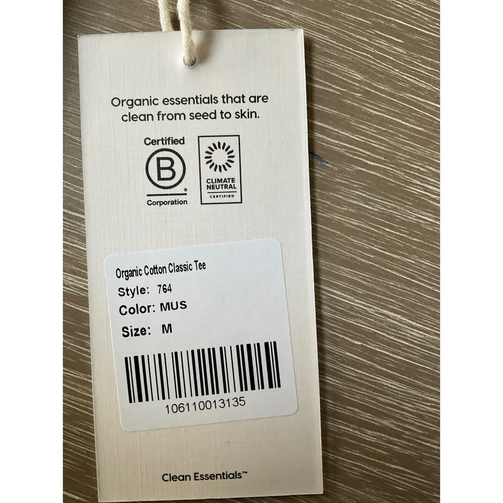 Mate Organic Cotton Classic Tee Mushroom Size Medium New With Tags - Picture 7 of 7
